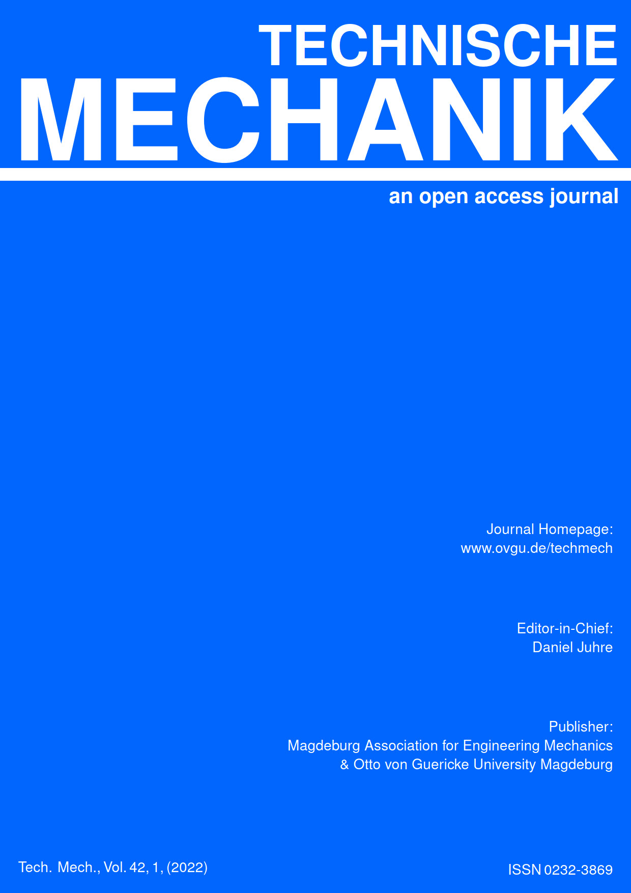 					View Vol. 42 No. 1 (2022): Technische Mechanik
				